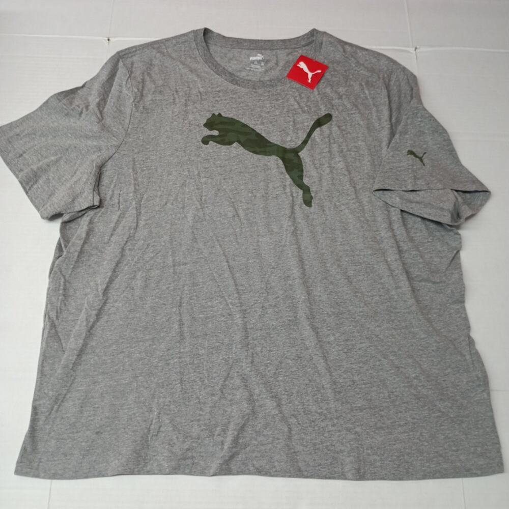Puma Sports Camo Graphic Tee Logo T-shirt Men's 4XL Gray